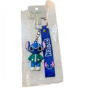 Blue Stitch Keychain with Character Charm
